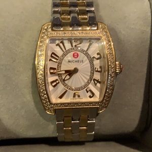 Michele yellow gold diamond watch